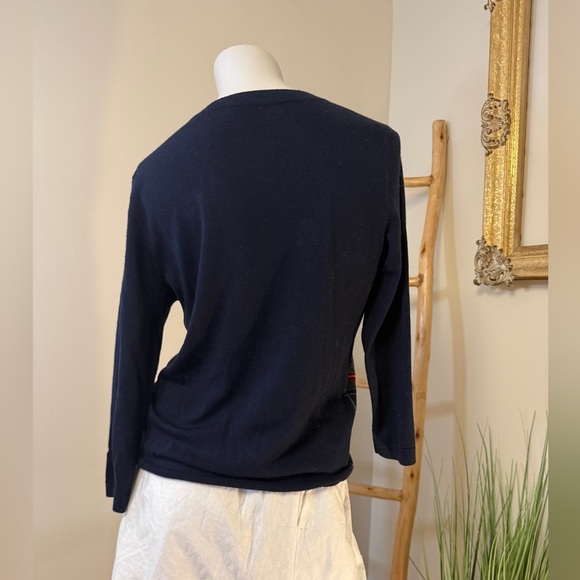 Talbots Sweater Size M Merino Wool Christmas Plaid Rhinestone Dog Womens - Picture 6 of 6